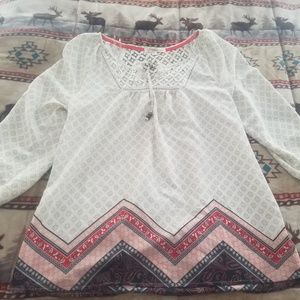 Target Rewind Color block lace blouse Sz L